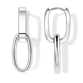 14K Gold plated Square/Oval/Heart Double Hoop Drop Earrings