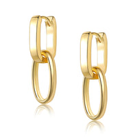14K Gold plated Square/Oval/Heart Double Hoop Drop Earrings