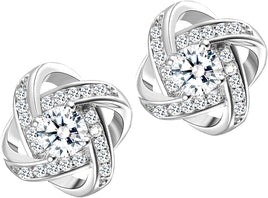 Silver Stud Cubic Zirconia Ear Studs