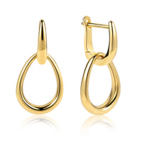 14K Gold plated Square/Oval/Heart Double Hoop Drop Earrings