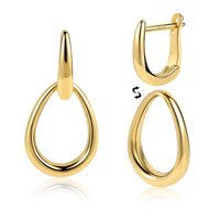 14K Gold plated Square/Oval/Heart Double Hoop Drop Earrings