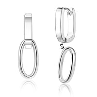 14K Gold plated Square/Oval/Heart Double Hoop Drop Earrings