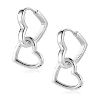 14K Gold plated Square/Oval/Heart Double Hoop Drop Earrings
