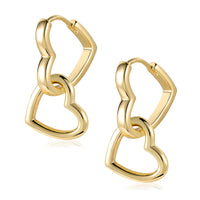 14K Gold plated Square/Oval/Heart Double Hoop Drop Earrings
