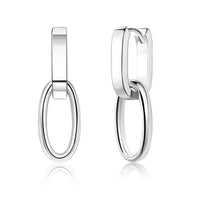 14K Gold plated Square/Oval/Heart Double Hoop Drop Earrings