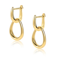 14K Gold plated Square/Oval/Heart Double Hoop Drop Earrings