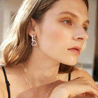 14K Gold plated Square/Oval/Heart Double Hoop Drop Earrings