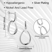 14K Gold plated Square/Oval/Heart Double Hoop Drop Earrings