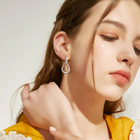 14K Gold plated Square/Oval/Heart Double Hoop Drop Earrings