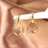 14K Gold plated Square/Oval/Heart Double Hoop Drop Earrings