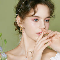 14K Gold plated Square/Oval/Heart Double Hoop Drop Earrings