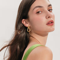 14K Gold plated Square/Oval/Heart Double Hoop Drop Earrings