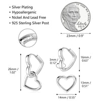 14K Gold plated Square/Oval/Heart Double Hoop Drop Earrings