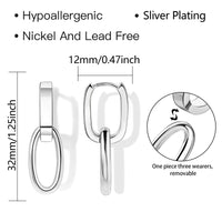 14K Gold plated Square/Oval/Heart Double Hoop Drop Earrings