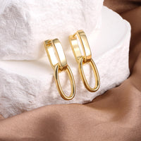 14K Gold plated Square/Oval/Heart Double Hoop Drop Earrings