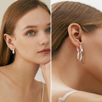 14K Gold plated Square/Oval/Heart Double Hoop Drop Earrings