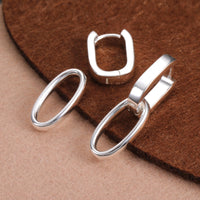 14K Gold plated Square/Oval/Heart Double Hoop Drop Earrings