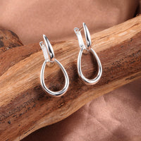 14K Gold plated Square/Oval/Heart Double Hoop Drop Earrings