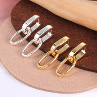 14K Gold plated Square/Oval/Heart Double Hoop Drop Earrings