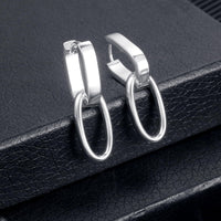 14K Gold plated Square/Oval/Heart Double Hoop Drop Earrings