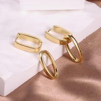 14K Gold plated Square/Oval/Heart Double Hoop Drop Earrings