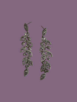 Leaf Diamante Drop Earrings