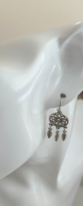 Shimmering Silver Dreamcatcher Earrings