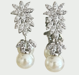 Rhinestone Pearl Drop Earrings