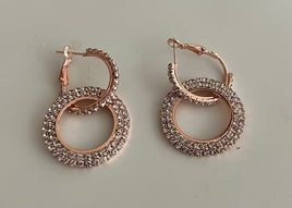 Rose Gold Rhinestone Drop Hoops