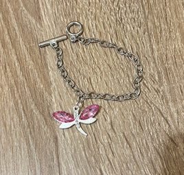 Pink Dragonfly Charm Bracelet