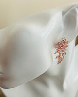 Rose Gold Leaf Drop Earrings: Wedding Event Glam