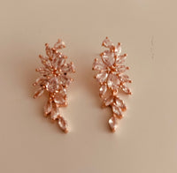 Rose Gold Leaf Drop Earrings: Wedding Event Glam